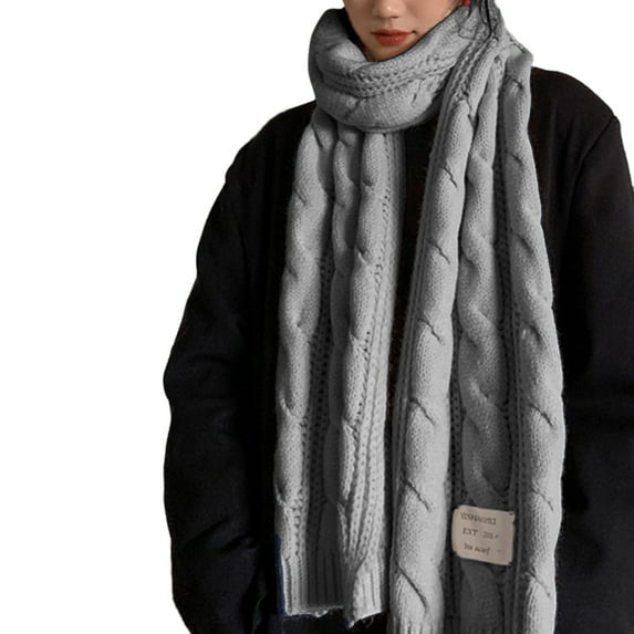 SUXIAN Women's Winter Scarf Solid Color Imitation Woven Grey_#1 One Size