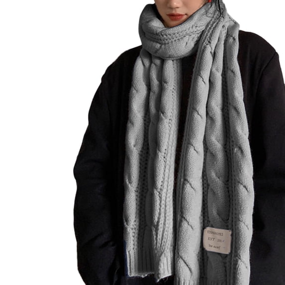 SUXIAN Women's Winter Scarf Solid Color Imitation Woven Grey_#1 One Size