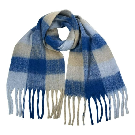 SUXIAN Women's Winter Scarf Stylish Geometric Design Versatile Blue One Size