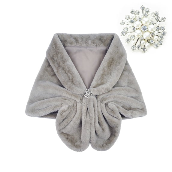 SUXIAN Women's Winter Shawl Elegant for Wedding Bride and Formal Occasions Grey L