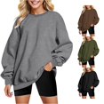 thumbnail image 1 of SUXIAN Womens Sweatshirt Oversized Solid Shoulder Long Sleeve Pullover Loose Winter Women's Sweatshirts L, 1 of 4