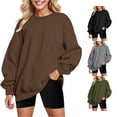 thumbnail image 1 of SUXIAN Womens Sweatshirt Oversized Solid Shoulder Long Sleeve Pullover Loose Winter Women's Sweatshirts M, 1 of 4