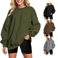 thumbnail image 1 of SUXIAN Womens Sweatshirt Oversized Solid Shoulder Long Sleeve Pullover Loose Winter Women's Sweatshirts M, 1 of 4