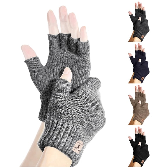 SUXIAN Work Out Gloves Unisex Solid Fingerless Knitted Warm Running Cycling Driving - Breathable Workout Gloves Grey One Size
