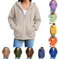 thumbnail image 1 of SUXIAN Zip up Hoodie Solid Color Long Sleeve Soft Lined Pockets Relaxed Breathable Jacket Womens Zip up Hoodies S, 1 of 7