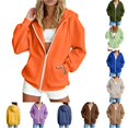 thumbnail image 1 of SUXIAN Zip up Hoodie Solid Color Long Sleeve Soft Lined Pockets Relaxed Breathable Jacket Womens Zip up Hoodies XXL, 1 of 7