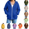 thumbnail image 1 of SUXIAN Zip up Hoodie Solid Color Long Sleeve Soft Lined Pockets Relaxed Breathable Jacket Womens Zip up Hoodies XXL, 1 of 7