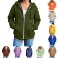 thumbnail image 1 of SUXIAN Zip up Hoodie Solid Color Long Sleeve Soft Lined Pockets Relaxed Breathable Jacket Womens Zip up Hoodies XXXL, 1 of 7