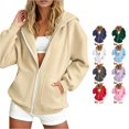 thumbnail image 1 of SUXIAN Zip Up Hoodie Women Winter Warmth Loose Long Sleeve Solid Casual Womens Hoodies L, 1 of 4