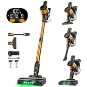 SUXIANGVAC Cordless Vacuum Cleaner, 30Kpa 8 in 1 Lightweight Stick Vacuum, Anti-Tangle Brush with Green Light, 40mins Runtime Rechargeable Vacuums for Hardwood Floor, Carpet, Pet Hair, Orange