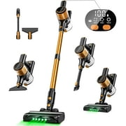 SUXIANGVAC Cordless Vacuum Cleaner, 30Kpa 8 in 1 Lightweight Stick Vacuum, Anti-Tangle Brush with Green Light, 40mins Runtime Rechargeable Vacuums for Hardwood Floor, Carpet, Pet Hair, Orange