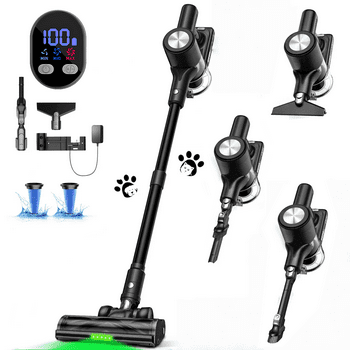 SUXIANGVAC Cordless Vacuum Cleaner with 500W Brushless Motor, Self-Standing, 55 mins max runtime, Stick Vacuum for Hard Floor Carpet Pet Hair H28 Black