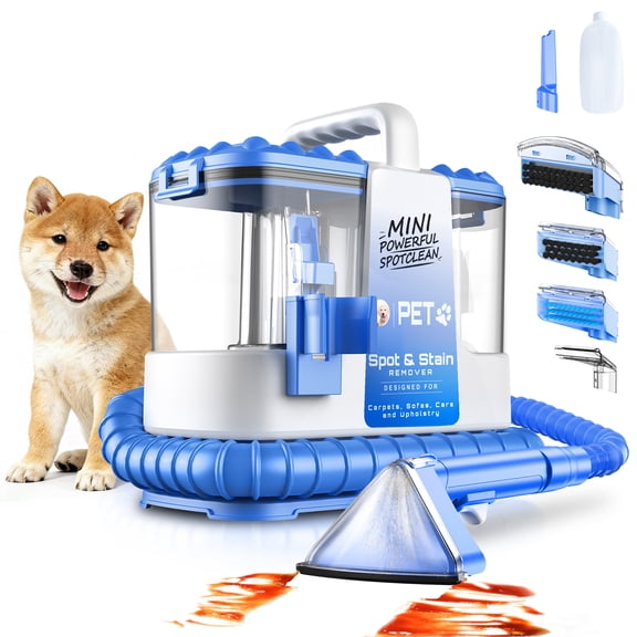 SUXIANGVAC Portable Carpet and Upholstery Spot Cleaner Machine, 20Kpa Powerful Suction with 5 Cleaning Tools, 17oz Cleaning Solution, Lightweight Compact Design, Deep Clean for Car, Home, Blue