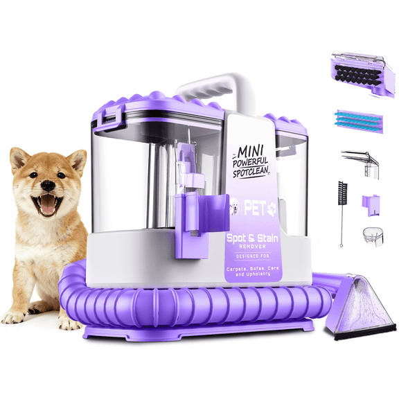 SUXIANGVAC Portable Carpet and Upholstery Spot Cleaner, 30Kpa Powerful Suction, Lightweight Compact Deep Cleaner for Home and Car, Purple(Version without cleaning solution)