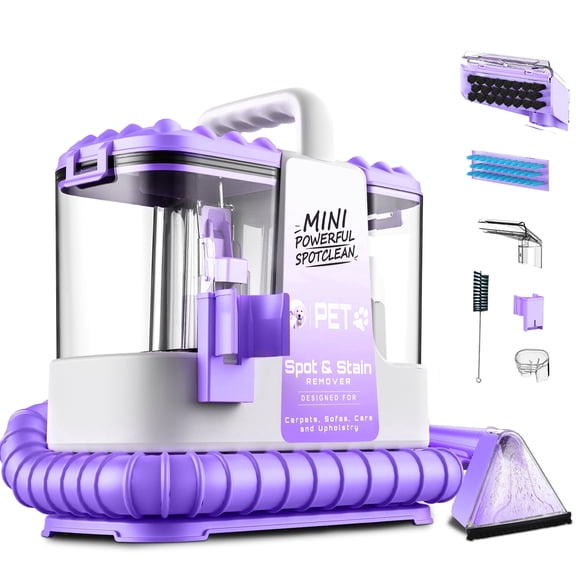 SUXIANGVAC Portable Carpet and Upholstery Spot Cleaner Machine, Powerful Suction with 5 Cleaning Tools,Lightweight Compact Design, Deep Clean for Car, Home, Purple