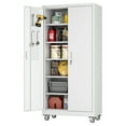 thumbnail image 1 of SUXXAN 71 In Metal Storage Cabinets with Locking Doors and Adjustable Shelves for Home Office, Garage and Utility Room (2 Handles, White), 1 of 9