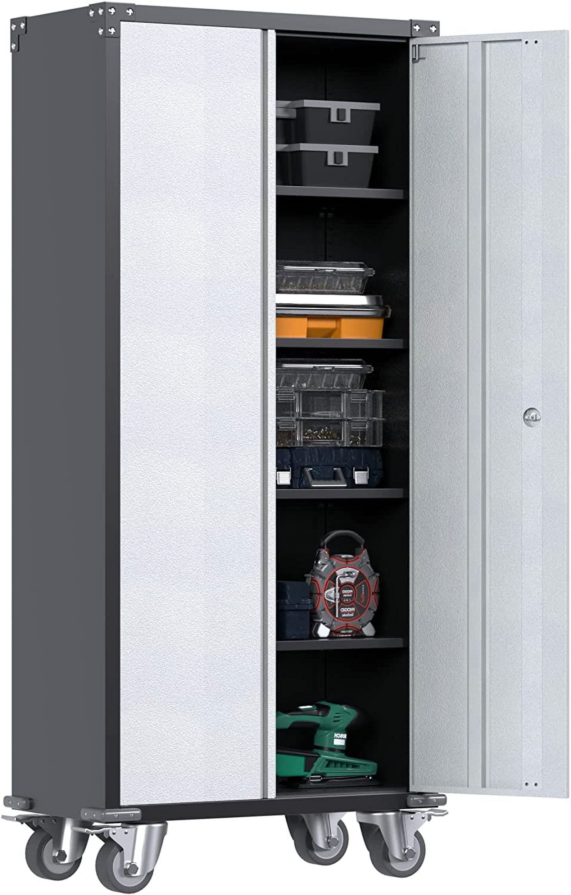 SUXXAN Large Metal Storage with Wheels 72" Lockable Steel