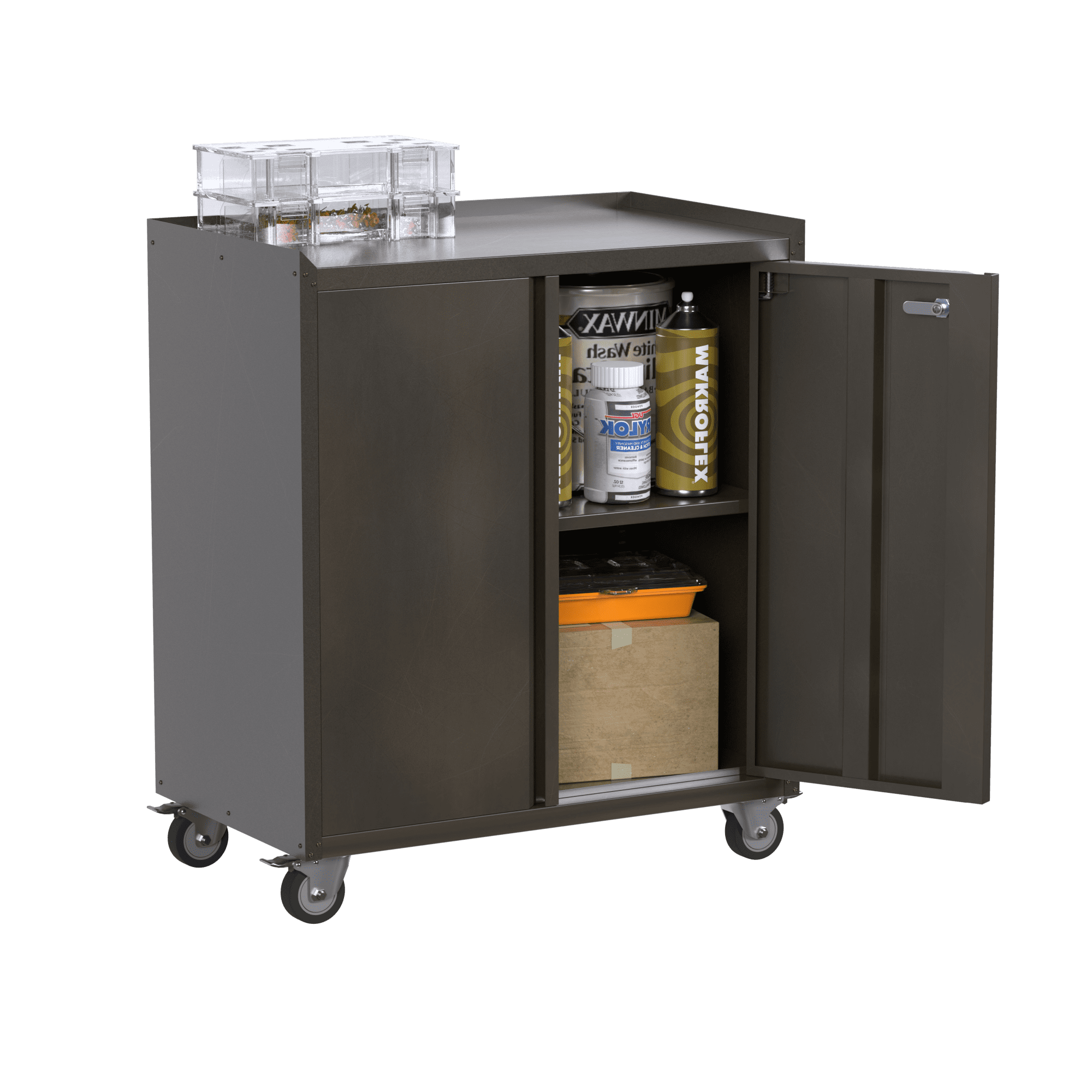 BENTISM Metal Rolling Garage Cabinet 74'' Tall Industrial Storage Cabinet  with Wheels, Locking Doors and 4 Adjustable Shelves Large Steel Utility  Tool