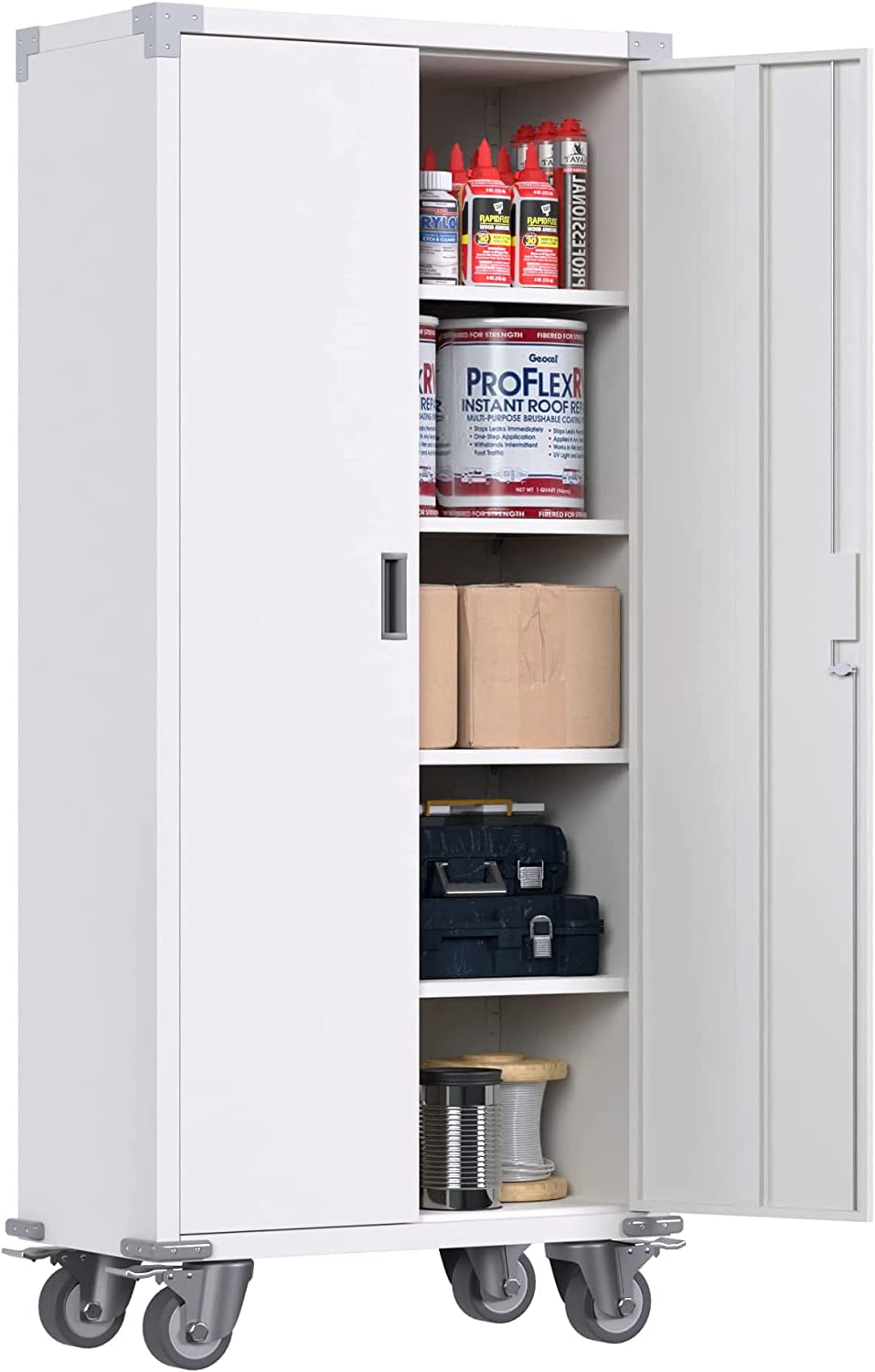 SUXXAN Metal Storage with Wheels Lockable Rolling Steel Storage with 4