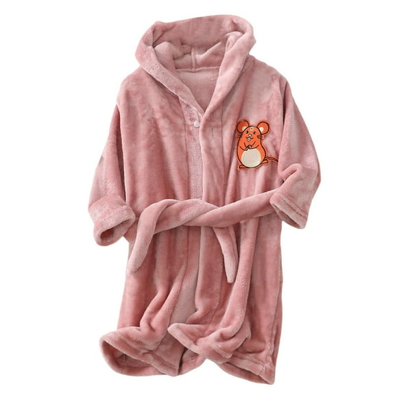 SUYIDA Boys Long Sleeve Hooded Bathrobe Pajama Set Soft Homewear with Front Pockets for Kids Cozy Loungewear