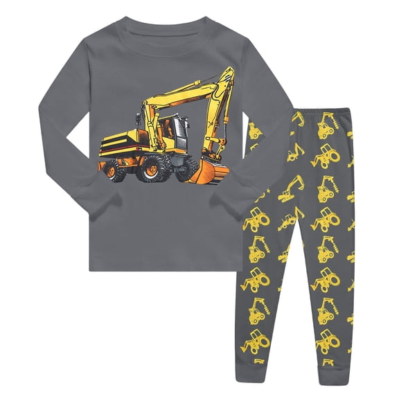 SUYIDA Boys Pajamas 2 Piece DinosaurCotton PJs Set Long Sleeve Top & Pants Sleepwear for Kids & Teens Fall Winter Clothes Set