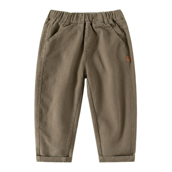 SUYIDA Boys Straight Leg Pants 2025 Casual Loose Fit Long Pants With Pockets Comfortable Elastic Waist Trousers For Kids Age 3 10 Years Daily Wear School Play