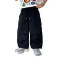 thumbnail image 1 of SUYIDA Boys Straight Leg Wranglers Children's Parachute Pants Wide Leg Overalls Retro Solid Color Fashion Jogging Pants Hop Dance Streetwear With Pockets (3 12 Years Old), 1 of 5