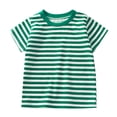 thumbnail image 1 of SUYIDA Boys Summer Striped Short Sleeve Tee Childrens Casual Basic Shirt Top for Kids Green,10-12 Years, 1 of 3