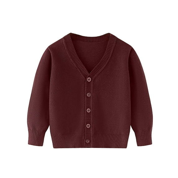 SUYIDA Boys Sweaters ,Unisex Boy' Girls' Cardigans Sweater V Neck Long Sleeve Button Soild Knit Sweaters for 2 10 Years