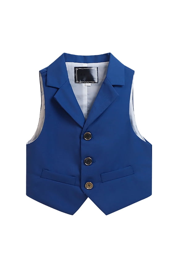 Boys Vest for Kids Casual Preppy School Academic formal Wear Childrens Sleeveless Jacket Adjustable Fit Youth Fashion Outerwear Classic Tailored Design - Blue