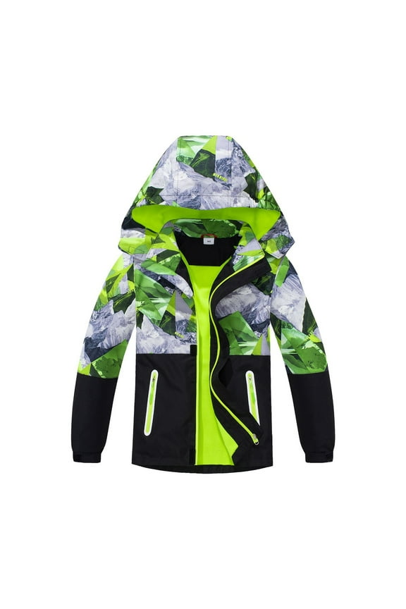 Boys Windbreaker Jacket Outdoor Sports Wear Lightweight Breathable Coat for Teen Youth All Seasons Casual Activities - Green