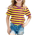 thumbnail image 1 of SUYIDA Carnival Striped Short Sleeve T-Shirt for Boys Comfortable Casual Party Wear Top Yellow,130, 1 of 4