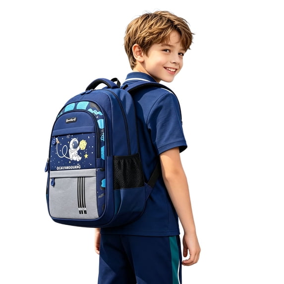 SUYIDA Cartoon Astronaut Print Backpack Ergonomic Large Capacity Lightweight for Back to School Travel Commute Backpack