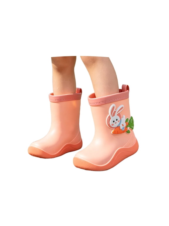 Cartoon Bunny Rain Boots for Girls Kids Outdoor Play Shoes Non Sole Everyday Wear Lightweight Rain Boots