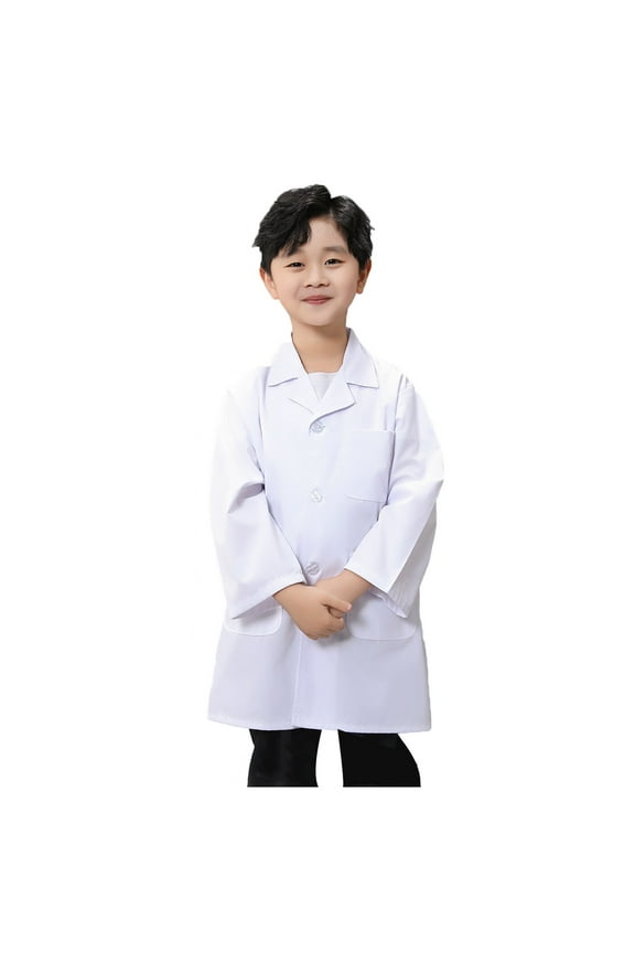 Childrens White Doctor Lab Coat for Science Role Play and Kindergarten Educational Activities - White