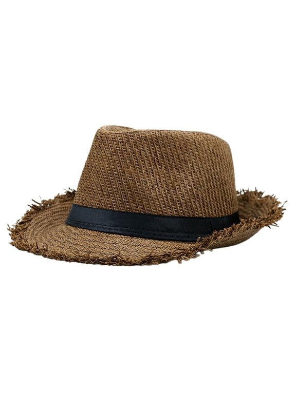 Classic Summer Straw Fedora Hat with Edge Design for Casual Beach and Wear