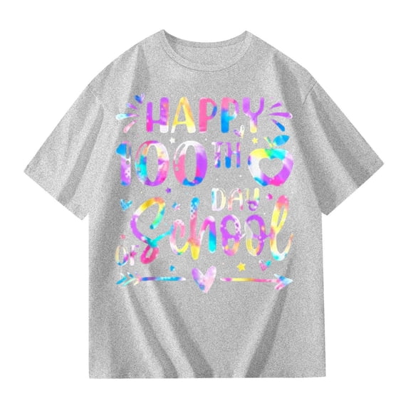 SUYIDA Cool Graphic Print Short Sleeve Tee Shirt For Boys Comfortable Casual Blend Top With Designs Light Gray,13-14 Years