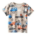 thumbnail image 1 of SUYIDA Dinosaur Graphic Boys Short Sleeve Tee Shirt Comfortable Casual Summer Top for Toddler Kids Beige,6-7 Years, 1 of 6