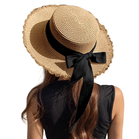 SUYIDA Elegant Wide Brim Straw Sun Hat for Women and Men Breathable Summer Outdoor Beach Travel Cap