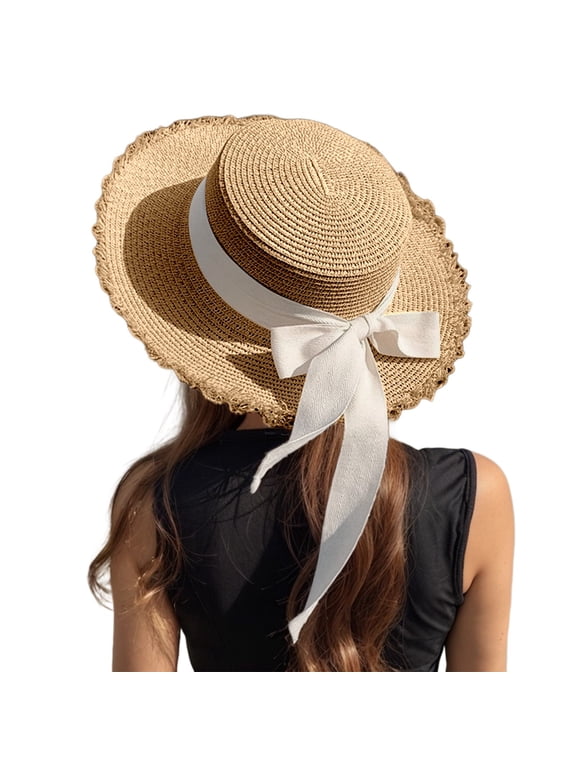 Elegant Wide Brim Straw Sun Hat for Women and Men Breathable Summer Outdoor Beach Travel Cap