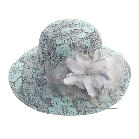 SUYIDA Elegant Women's Lace Mesh Floral Wide Brim Sun Hat for Outdoor Summer Beach Garden Party