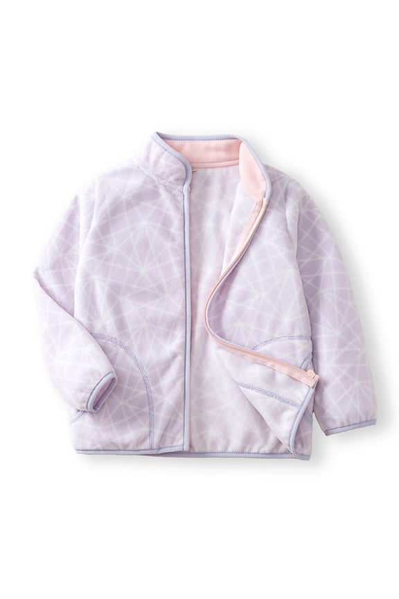 Geometric Print Unisex Kids Jacket Soft Warm Winter Outerwear Cozy Windbreaker for Boys and Girls Children - Light Purple