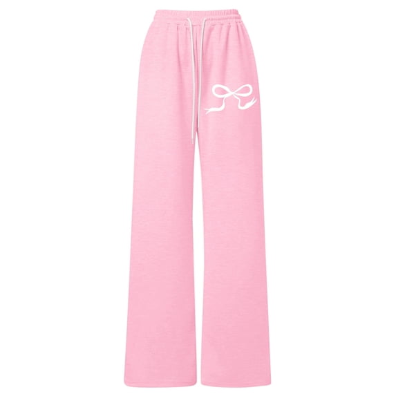 SUYIDA Girls Bow Drawstring Pants Lightweight Straight Leg Athletic Casual Comfortable Soft Joggers For Play And Relaxation