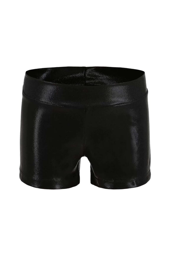 Girls Dance Shorts Modern Performance Trunks Summer Training Gold Printed Athletic Bottoms For Kids