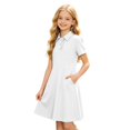 thumbnail image 1 of SUYIDA Girls Flutter Sleeve Solid Color Dress, Lace with Side Pockets, Lightweight Everyday Casual Swing Dress for Girls, 1 of 6