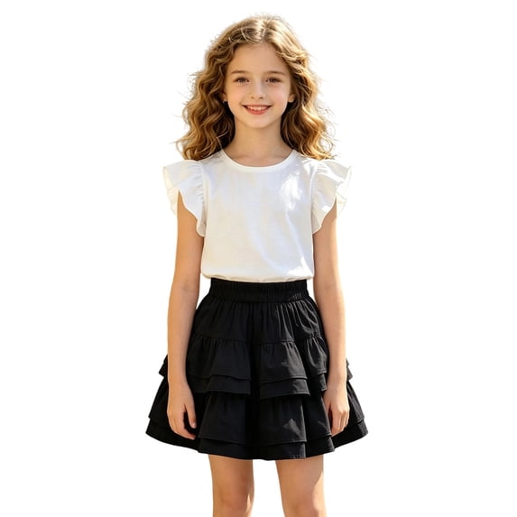SUYIDA Girls Layered Ruffle Shorts Casual Summer Wear Lightweight Comfort Easy Move Back to School Spring Outfit Shorts