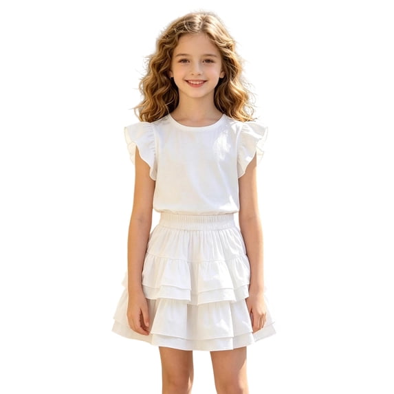 SUYIDA Girls Layered Ruffle Shorts Casual Summer Wear Lightweight Comfort Easy Move Back to School Spring Outfit Shorts