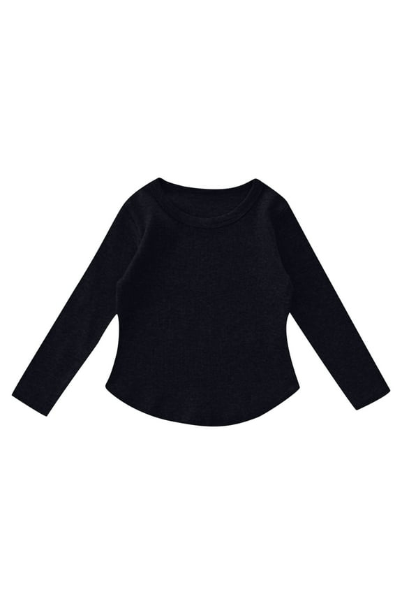 Girls Long Sleeve Shirts,Girls Long Sleeve Tunic Top with Arc Hem and Side Slit Design for Comfortable Casual Wear and Activities