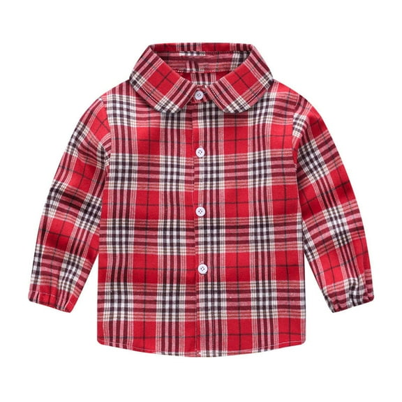SUYIDA Girls Pleated Long Sleeve Shirts,Plaid Long Sleeve Lapel Button Jacket Coat for Toddler Girls Outerwear Top