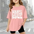 thumbnail image 1 of SUYIDA Girls Shirts Size 10-12 Letter Print Short Sleeve T Shirts Soft Round Neck Oversized Tees Clothes for Girls, 1 of 6